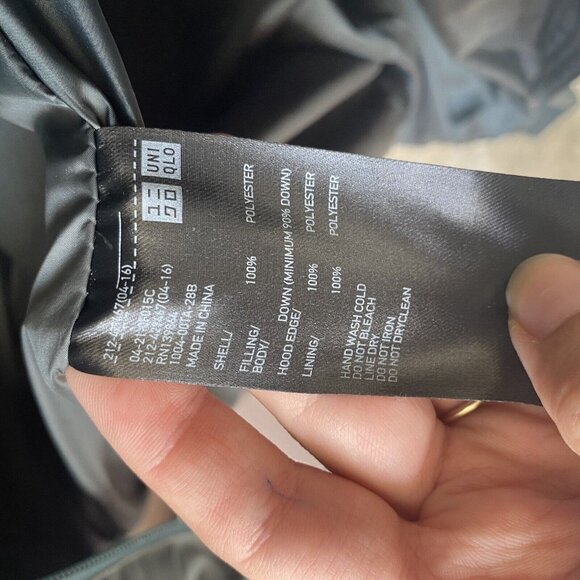 Uniqlo Womens Long Two Way Zip Hooded Ultra Light Down Packable Gray Size XS - Picture 10 of 16
